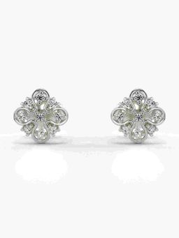 Valanova - Sterling Silver Plated with White Gold and Certified Lab Grown Diamond 0.12 Cts Earrings