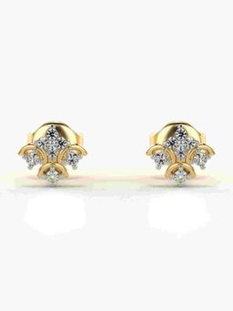 Valanova - Sterling Silver Plated with Yellow Gold and Certified Lab Grown Diamond 0.13 Cts Earrings