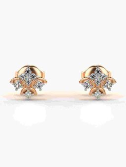 Valanova - Sterling Silver Plated with Rose Gold and Certified Lab Grown Diamond 0.13 Cts Earrings