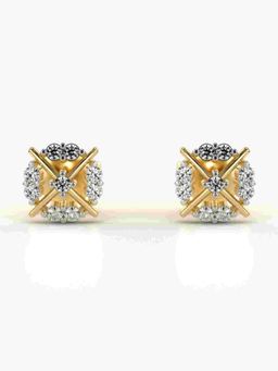 Valanova - Sterling Silver Plated with Yellow Gold and Certified Lab Grown Diamond 0.17 Cts Earrings