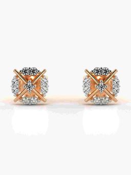 Valanova - Sterling Silver Plated with Rose Gold and Certified Lab Grown Diamond 0.17 Cts Earrings