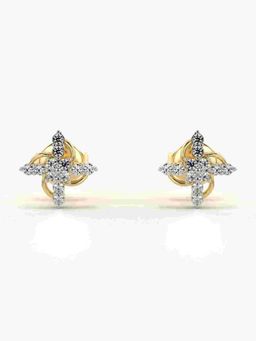 Valanova - Sterling Silver Plated with Yellow Gold and Certified Lab Grown Diamond 0.18 Cts Earrings