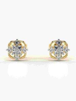 Valanova - Sterling Silver Plated with Yellow Gold and Certified Lab Grown Diamond 0.19 Cts Earrings