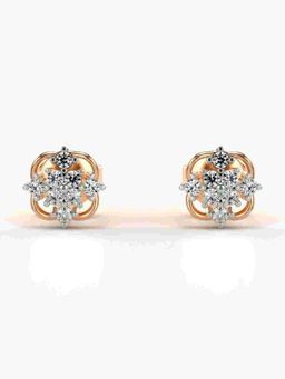 Valanova - Sterling Silver Plated with Rose Gold and Certified Lab Grown Diamond 0.19 Cts Earrings