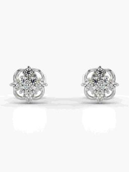 Valanova - Sterling Silver Plated with White Gold and Certified Lab Grown Diamond 0.19 Cts Earrings