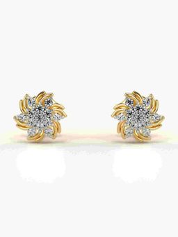 Valanova - Sterling Silver Plated with Yellow Gold and Certified Lab Grown Diamond 0.17 Cts Earrings