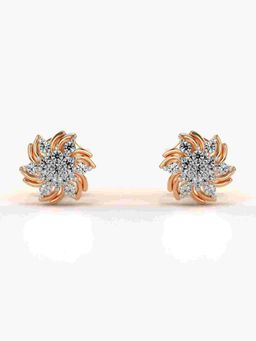 Valanova - Sterling Silver Plated with Rose Gold and Certified Lab Grown Diamond 0.17 Cts Earrings