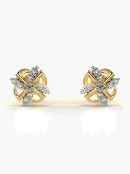 Valanova - Sterling Silver Plated with Yellow Gold and Certified Lab Grown Diamond 0.17 Cts Earrings
