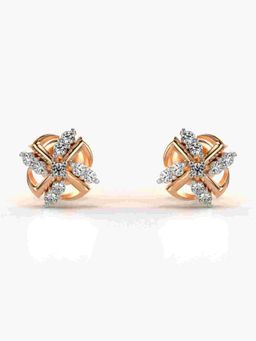 Valanova - Sterling Silver Plated with Rose Gold and Certified Lab Grown Diamond 0.17 Cts Earrings