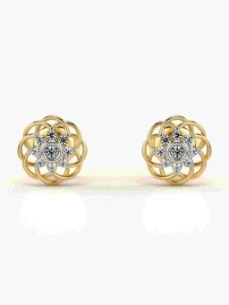 Valanova - Sterling Silver Plated with Yellow Gold and Certified Lab Grown Diamond 0.13 Cts Earrings