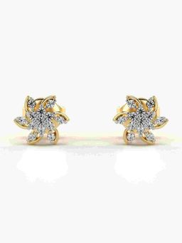 Valanova - Sterling Silver Plated with Yellow Gold and Certified Lab Grown Diamond 0.16 Cts Earrings
