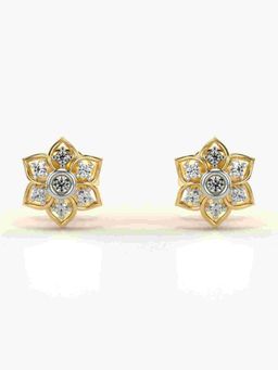 Valanova - Sterling Silver Plated with Yellow Gold and Certified Lab Grown Diamond 0.10 Cts Earrings