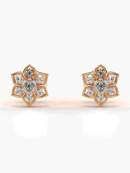 Valanova - Sterling Silver Plated with Rose Gold and Certified Lab Grown Diamond 0.10 Cts Earrings