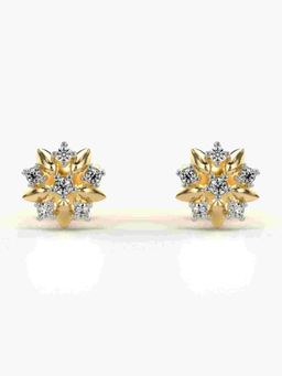 Valanova - Sterling Silver Plated with Yellow Gold and Certified Lab Grown Diamond 0.12 Cts Earrings