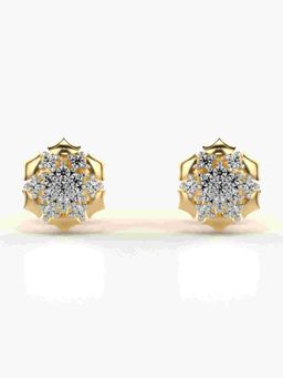 Valanova - Sterling Silver Plated with Yellow Gold and Certified Lab Grown Diamond 0.17 Cts Earrings