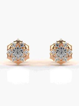 Valanova - Sterling Silver Plated with Rose Gold and Certified Lab Grown Diamond 0.17 Cts Earrings
