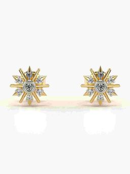 Valanova - Sterling Silver Plated with Yellow Gold and Certified Lab Grown Diamond 0.10 Cts Earrings