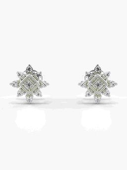 Valanova - Sterling Silver Plated with White Gold and Certified Lab Grown Diamond 0.14 Cts Earrings