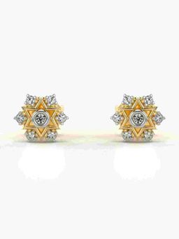 Valanova - Sterling Silver Plated with Yellow Gold and Certified Lab Grown Diamond 0.11 Cts Earrings