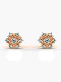 Valanova - Sterling Silver Plated with Rose Gold and Certified Lab Grown Diamond 0.11 Cts Earrings