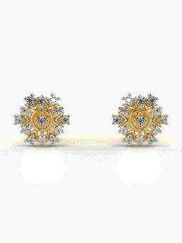 Valanova - Sterling Silver Plated with Yellow Gold and Certified Lab Grown Diamond 0.17 Cts Earrings