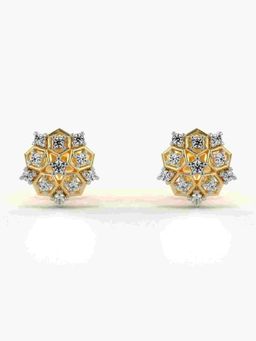 Valanova - Sterling Silver Plated with Yellow Gold and Certified Lab Grown Diamond 0.15 Cts Earrings