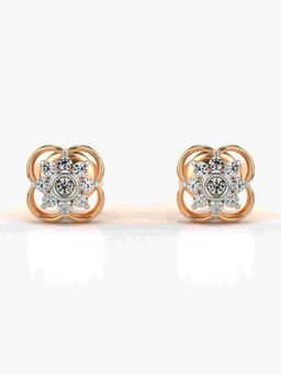 Valanova - Sterling Silver Plated with Rose Gold and Certified Lab Grown Diamond 0.14 Cts Earrings