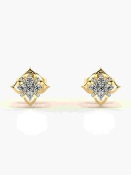 Valanova - Sterling Silver Plated with Yellow Gold and Certified Lab Grown Diamond 0.09 Cts Earrings