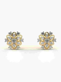 Valanova - Sterling Silver Plated with Yellow Gold and Certified Lab Grown Diamond 0.19 Cts Earrings