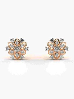 Valanova - Sterling Silver Plated with Rose Gold and Certified Lab Grown Diamond 0.19 Cts Earrings