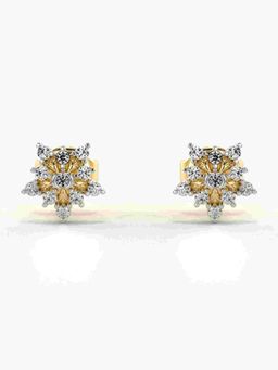 Valanova - Sterling Silver Plated with Yellow Gold and Certified Lab Grown Diamond 0.17 Cts Earrings