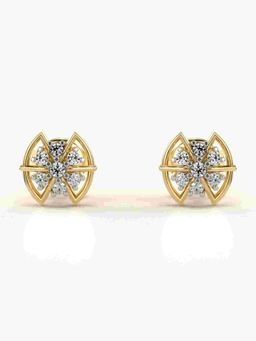 Valanova - Sterling Silver Plated with Yellow Gold and Certified Lab Grown Diamond 0.14 Cts Earrings