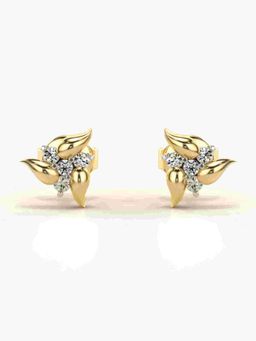 Valanova - Sterling Silver Plated with Yellow Gold and Certified Lab Grown Diamond 0.11 Cts Earrings