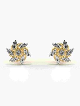 Valanova - Sterling Silver Plated with Yellow Gold and Certified Lab Grown Diamond 0.20 Cts Earrings