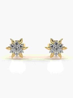 Valanova - Sterling Silver Plated with Yellow Gold and Certified Lab Grown Diamond 0.27 Cts Earrings