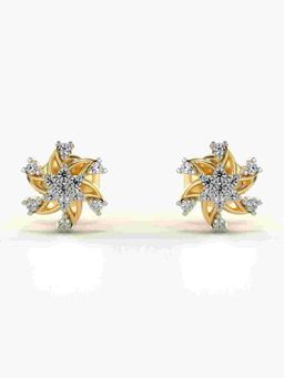 Valanova - Sterling Silver Plated with Yellow Gold and Certified Lab Grown Diamond 0.17 Cts Earrings