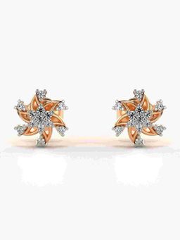 Valanova - Sterling Silver Plated with Rose Gold and Certified Lab Grown Diamond 0.17 Cts Earrings