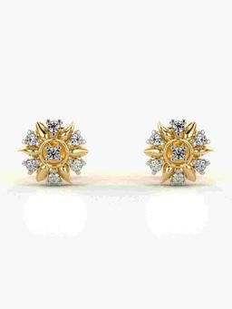 Valanova - Sterling Silver Plated with Yellow Gold and Certified Lab Grown Diamond 0.14 Cts Earrings