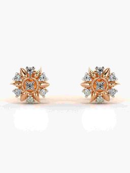 Valanova - Sterling Silver Plated with Rose Gold and Certified Lab Grown Diamond 0.14 Cts Earrings