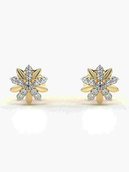 Valanova - Sterling Silver Plated with Yellow Gold and Certified Lab Grown Diamond 0.18 Cts Earrings
