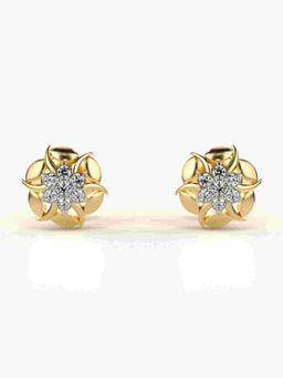 Valanova - Sterling Silver Plated with Yellow Gold and Certified Lab Grown Diamond 0.11 Cts Earrings