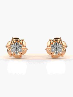 Valanova - Sterling Silver Plated with Rose Gold and Certified Lab Grown Diamond 0.11 Cts Earrings