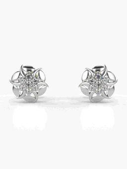 Valanova - Sterling Silver Plated with White Gold and Certified Lab Grown Diamond 0.11 Cts Earrings