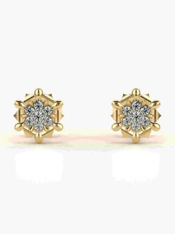 Valanova - Sterling Silver Plated with Yellow Gold and Certified Lab Grown Diamond 0.11 Cts Earrings