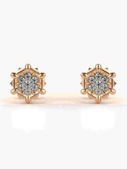 Valanova - Sterling Silver Plated with Rose Gold and Certified Lab Grown Diamond 0.11 Cts Earrings