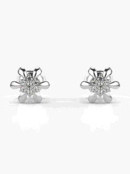 Valanova - Sterling Silver Plated with White Gold and Certified Lab Grown Diamond 0.11 Cts Earrings