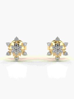 Valanova - Sterling Silver Plated with Yellow Gold and Certified Lab Grown Diamond 0.15 Cts Earrings