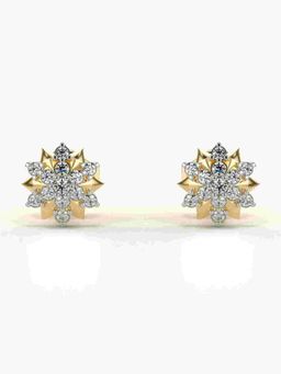 Valanova - Sterling Silver Plated with Yellow Gold and Certified Lab Grown Diamond 0.19 Cts Earrings