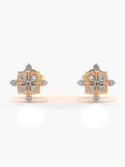 Valanova - Sterling Silver Plated with Rose Gold and Certified Lab Grown Diamond 0.12 Cts Earrings