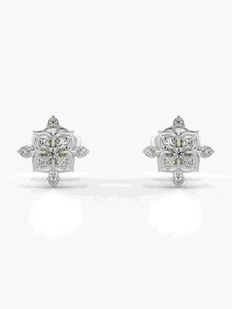 Valanova - Sterling Silver Plated with White Gold and Certified Lab Grown Diamond 0.12 Cts Earrings